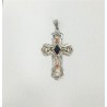 CRUZ DE PLATA Y AZABACHE CON CORAL