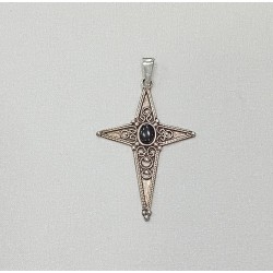 CRUZ DE PLATA CON AZABACHE