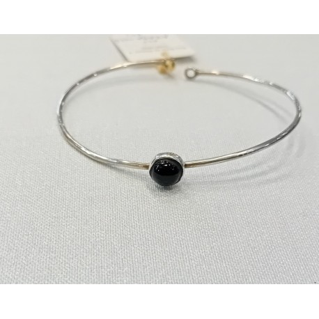 PULSERA PLATA Y AZABACHE (círculo)