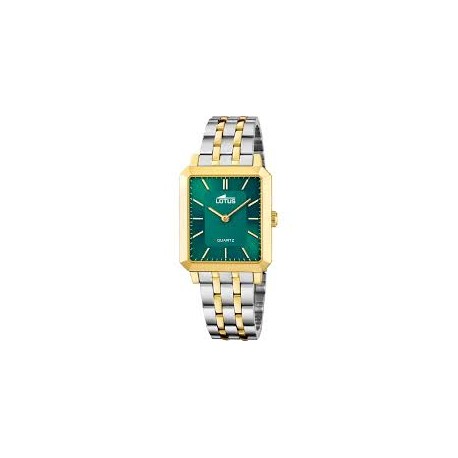 RELOJ LOTUS SQUARE VERDE CORREA DE ACERO