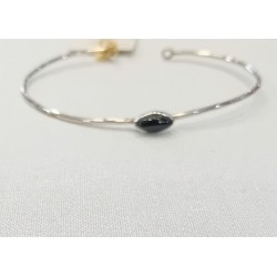 PULSERA PLATA Y AZABACHE (oval)