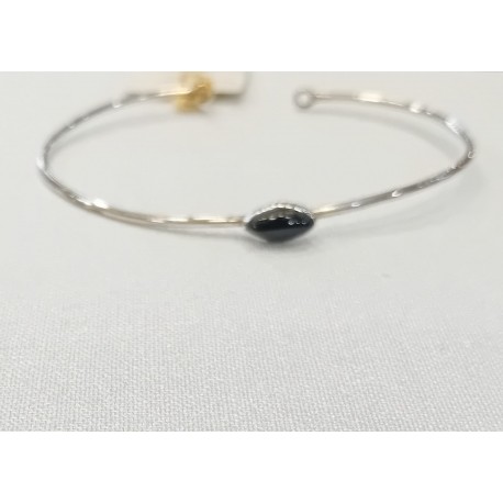 PULSERA PLATA Y AZABACHE (oval)
