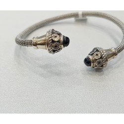 PULSERA TORQUES PLATA Y AZABACHE