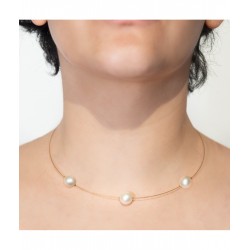NECKLACE with 3 medium Pearls (pearls ø 7 mm)