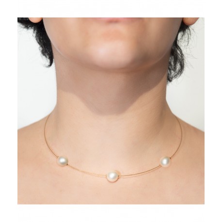 NECKLACE with 3 medium Pearls (pearls ø 7 mm)