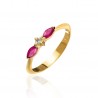 Anillo Trova de plata acabada en oro con rubíes y diamante